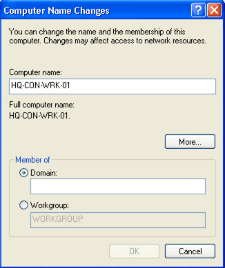 图 1.  将计算机成员身份更改为域